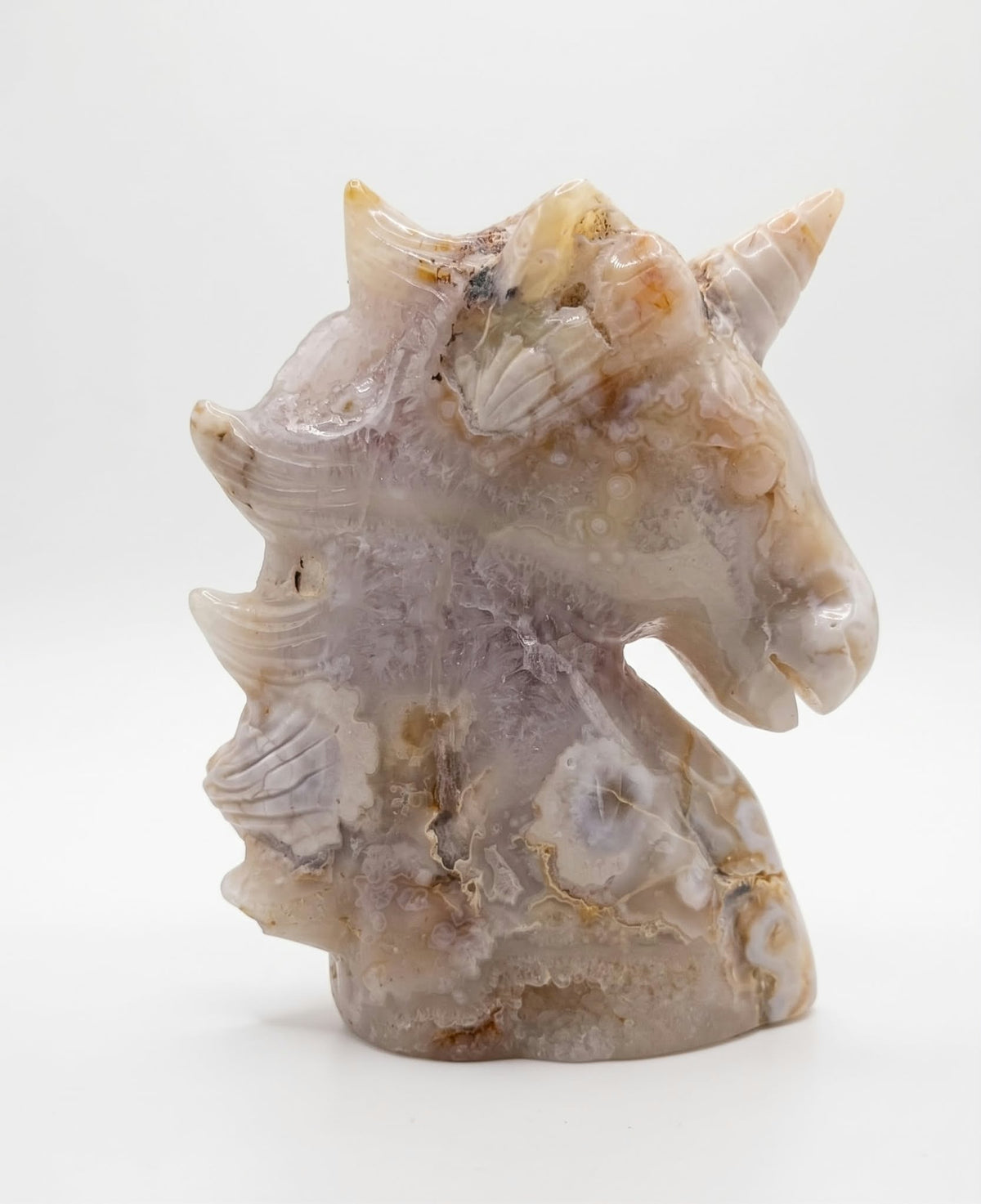 🦄🌸 Licorne en Cherry Agate – Sculpture Mystique & Douceur Florale